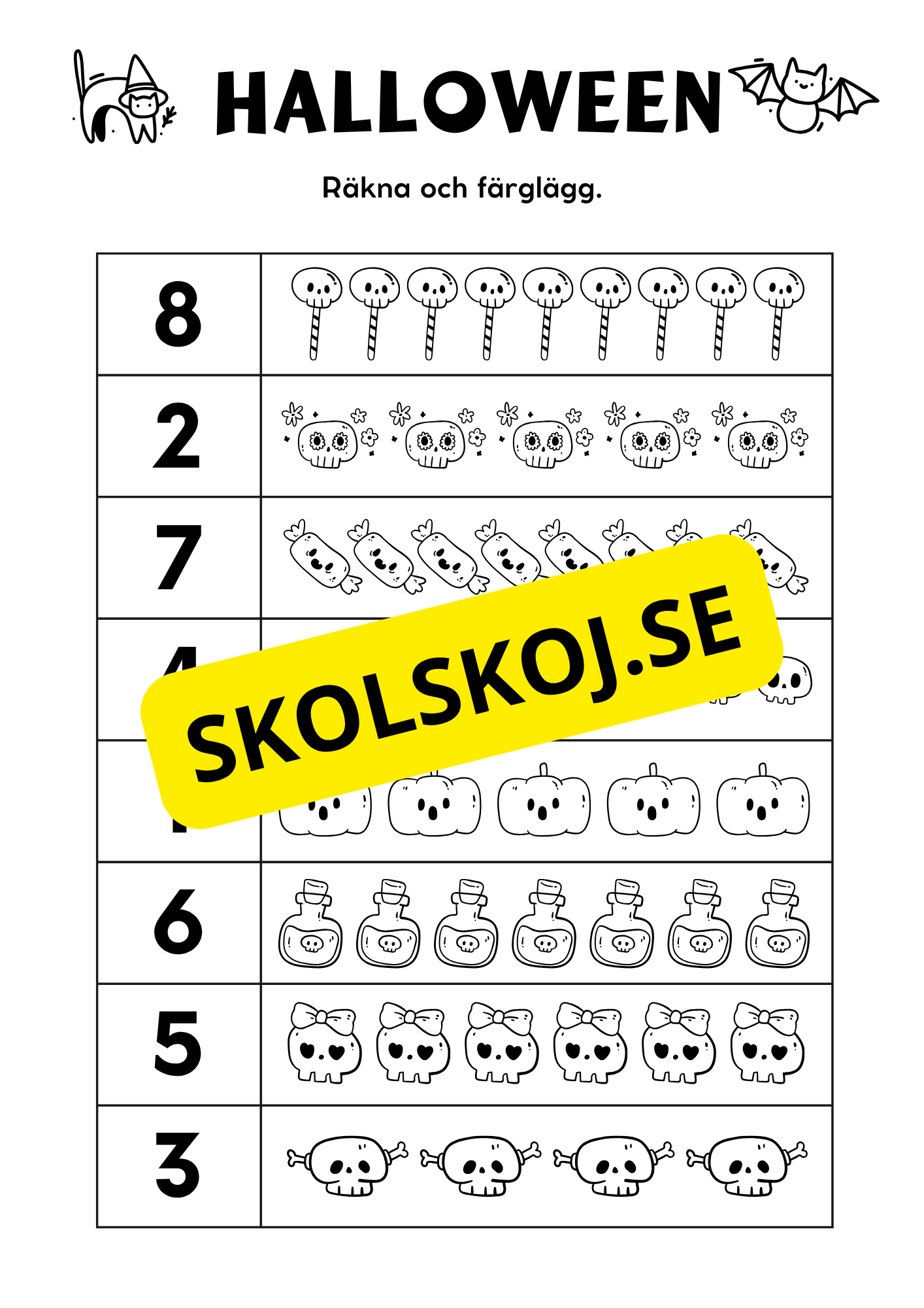 Halloween - Blandade uppgifter - Förskola - Årskurs 2