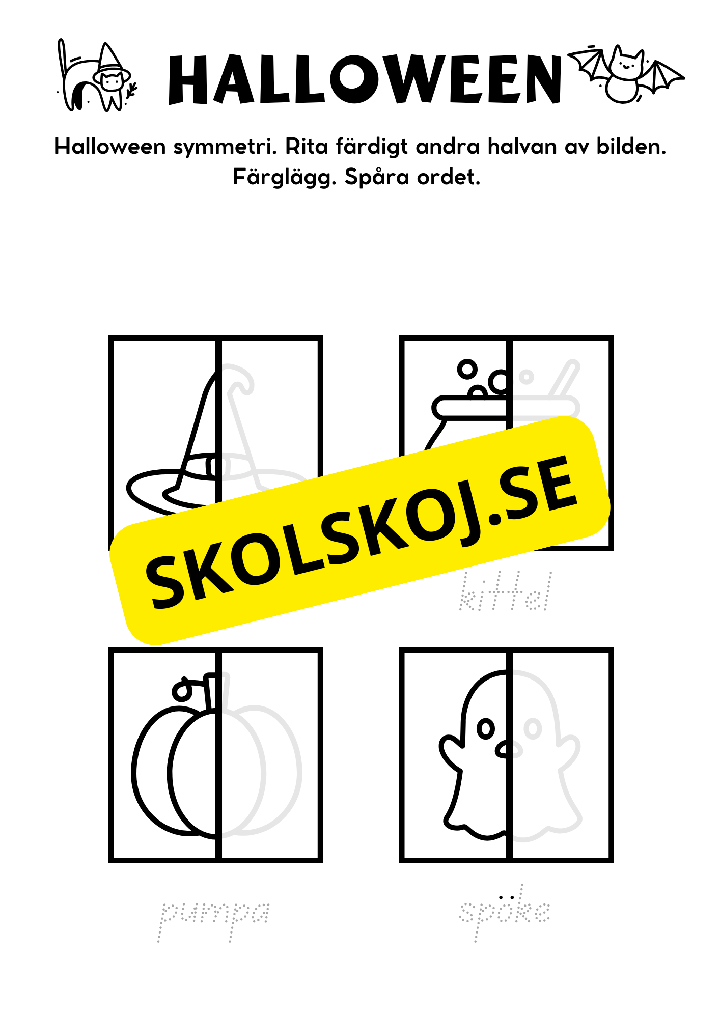Halloween - Blandade uppgifter - Förskola - Årskurs 2
