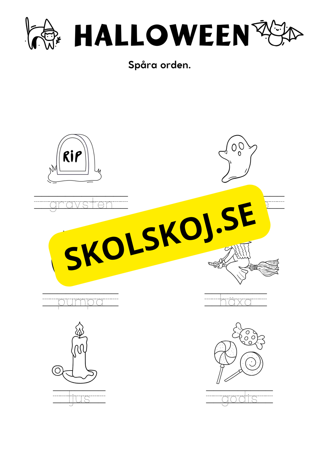 Halloween - Blandade uppgifter - Förskola - Årskurs 2