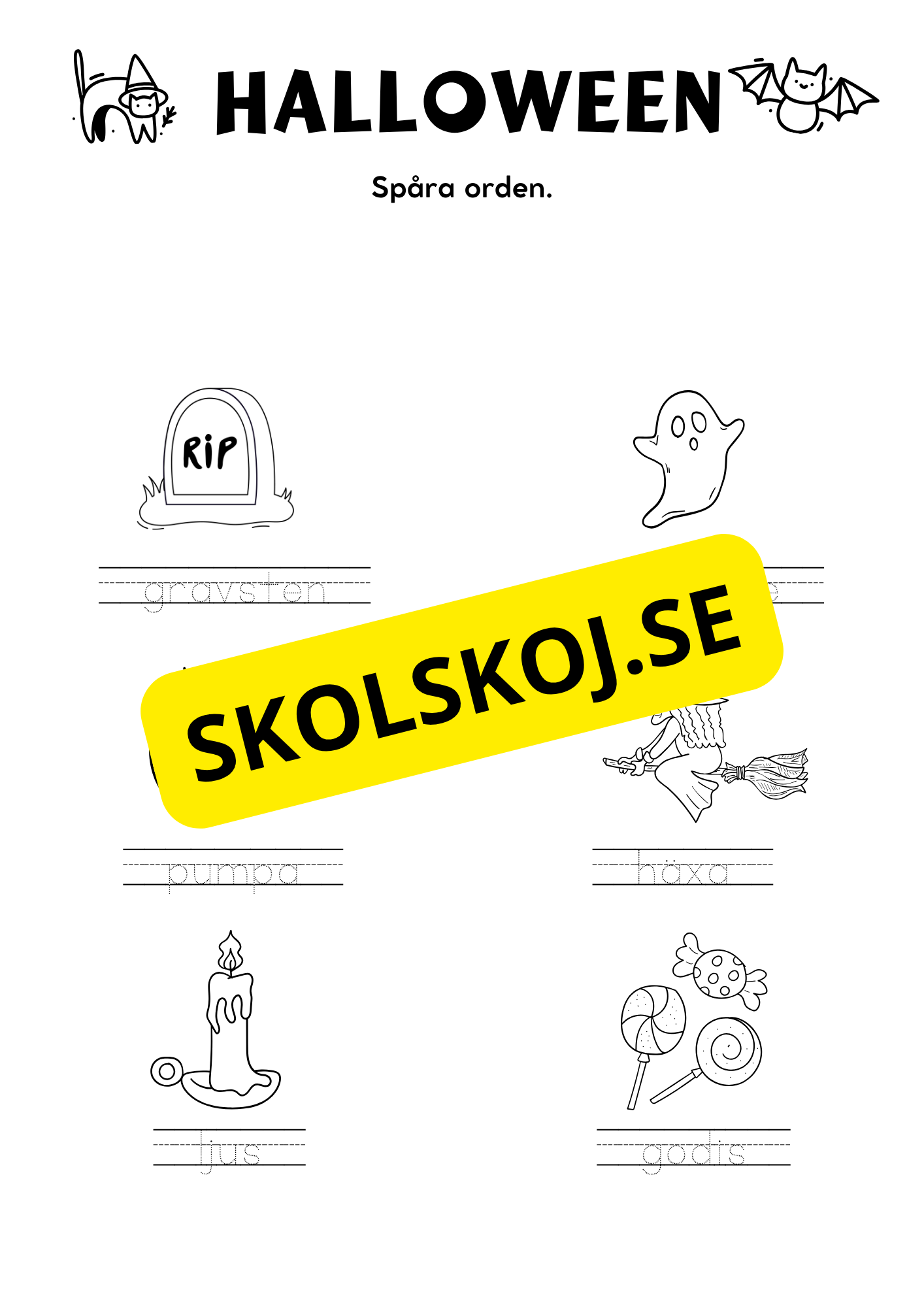 Halloween - Blandade uppgifter - Förskola - Årskurs 2