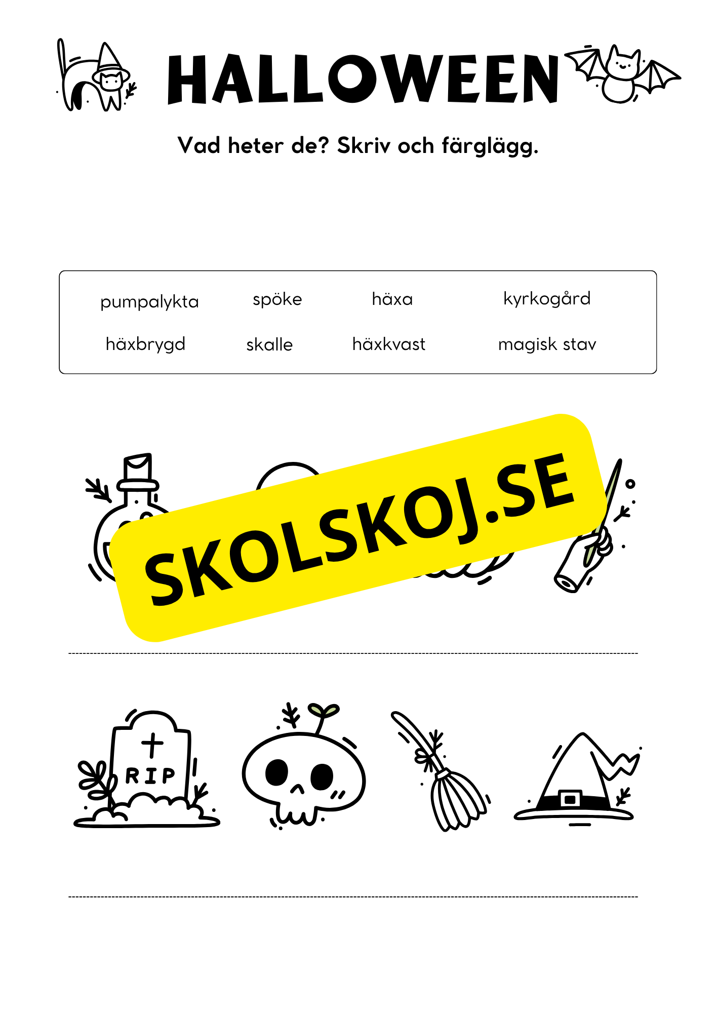 Halloween - Blandade uppgifter - Förskola - Årskurs 2
