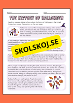 Halloween reading comprehension (8 sidor)