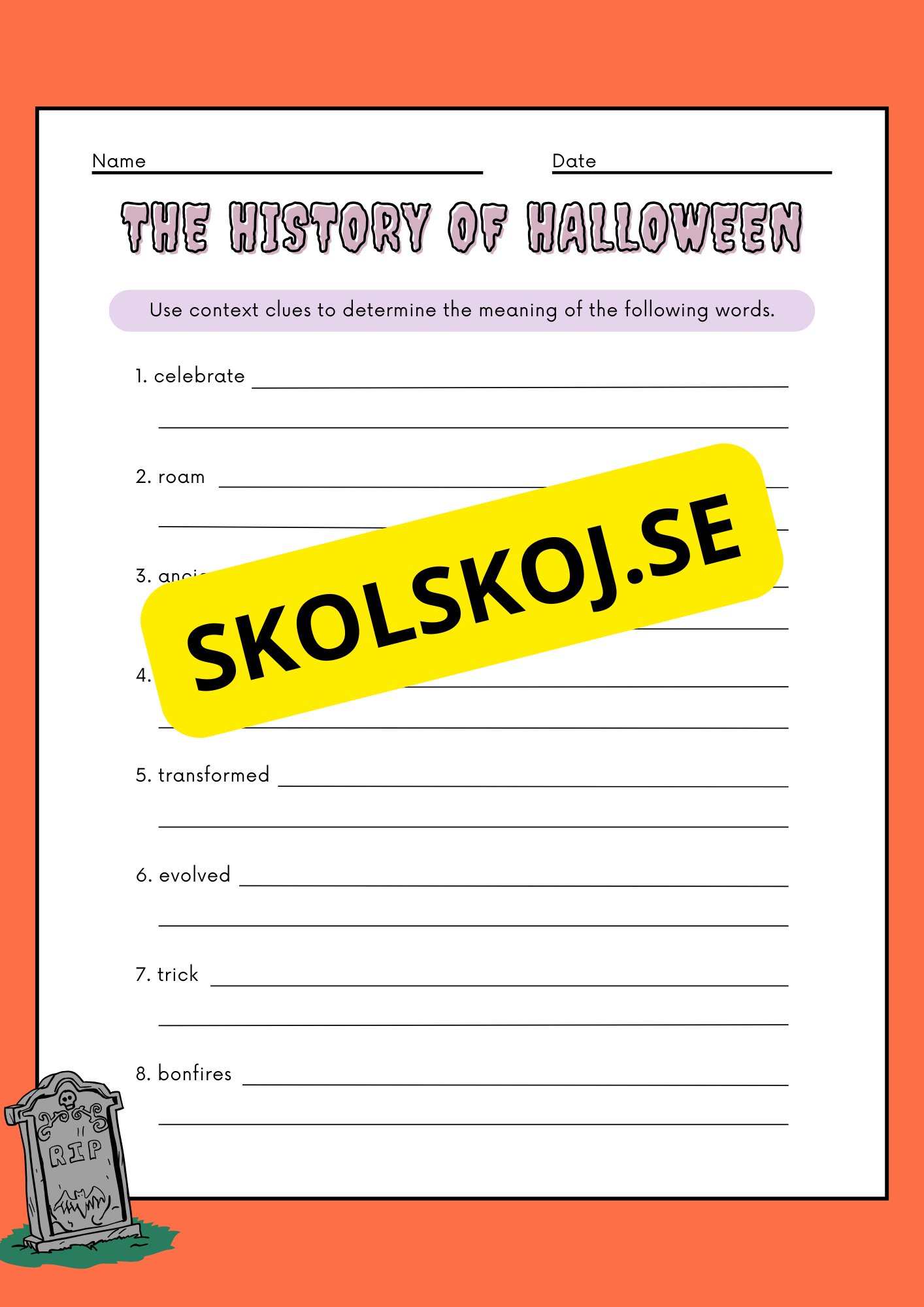 Halloween reading comprehension (8 sidor)