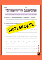 Halloween reading comprehension (8 sidor)