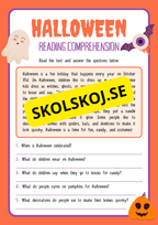 Halloween reading comprehension (8 sidor)