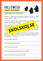 Halloween reading comprehension (8 sidor)