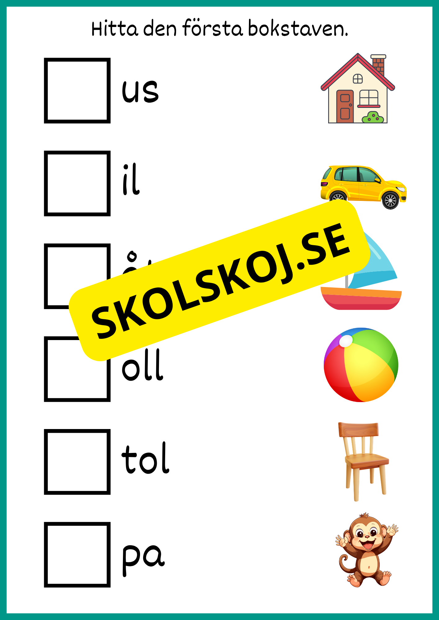 Hitta den första bokstaven