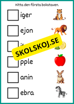 Hitta den första bokstaven