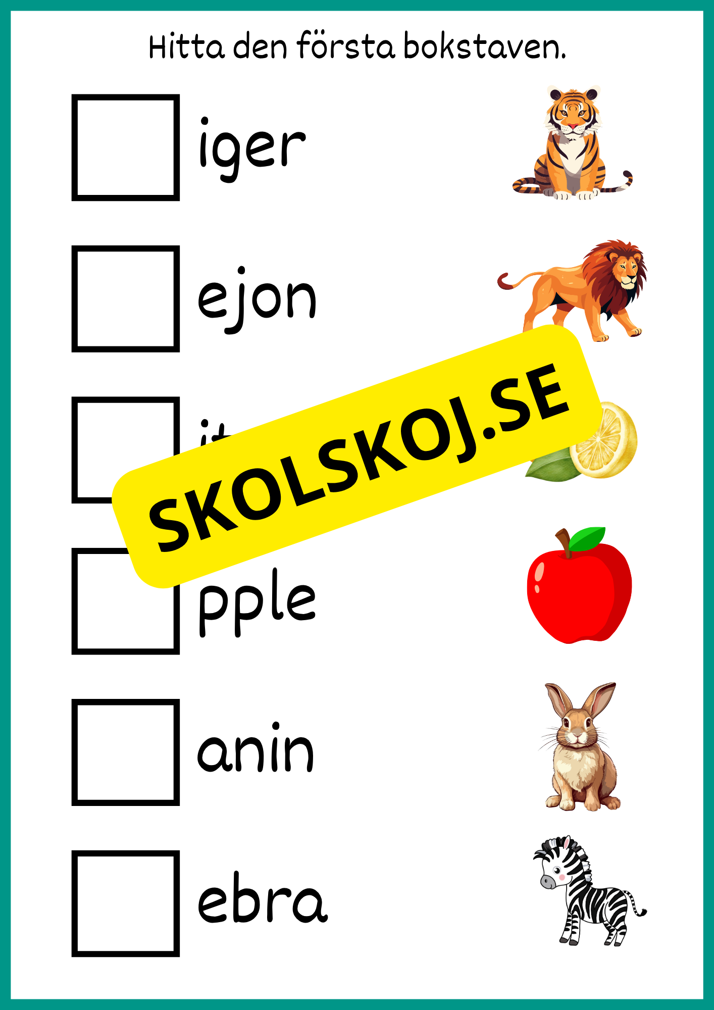 Hitta den första bokstaven