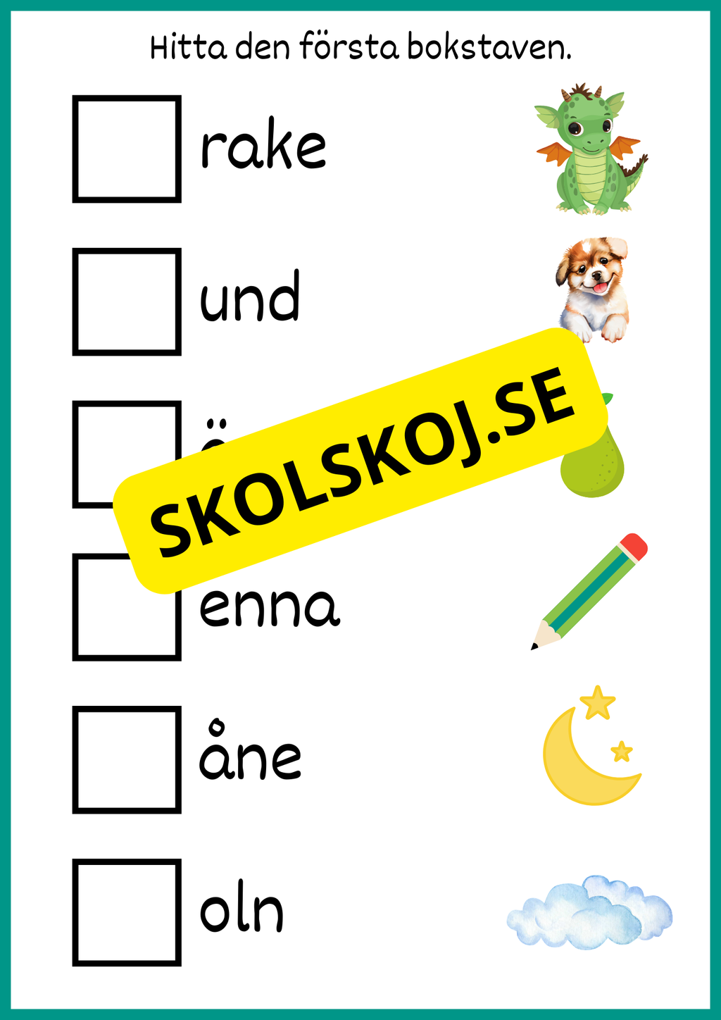Hitta den första bokstaven