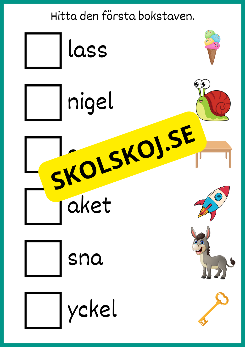 Hitta den första bokstaven