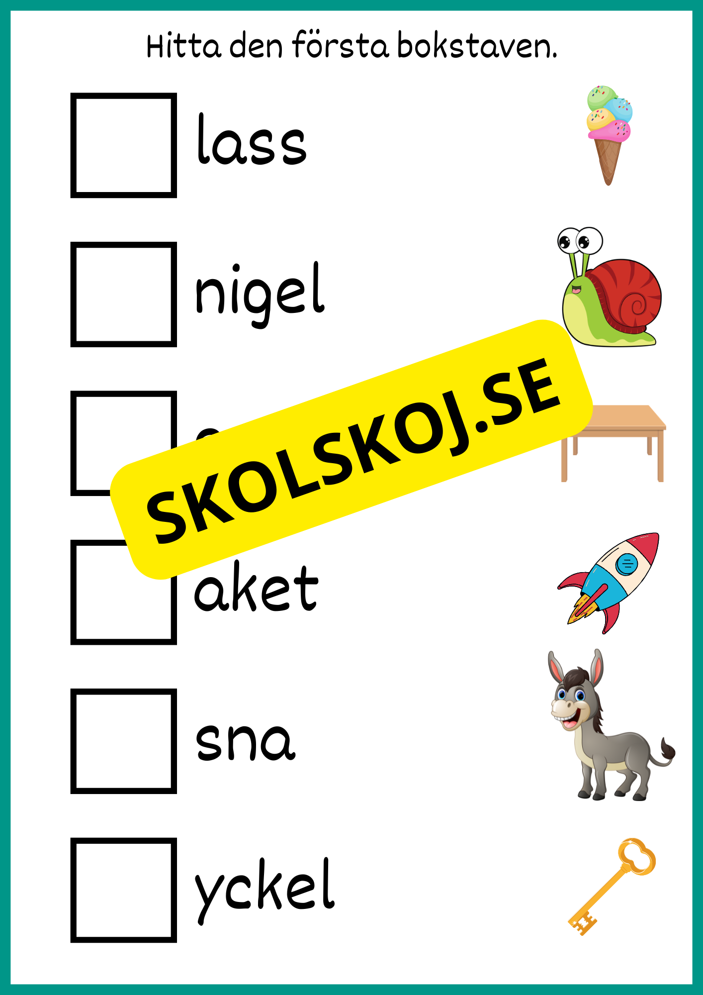 Hitta den första bokstaven