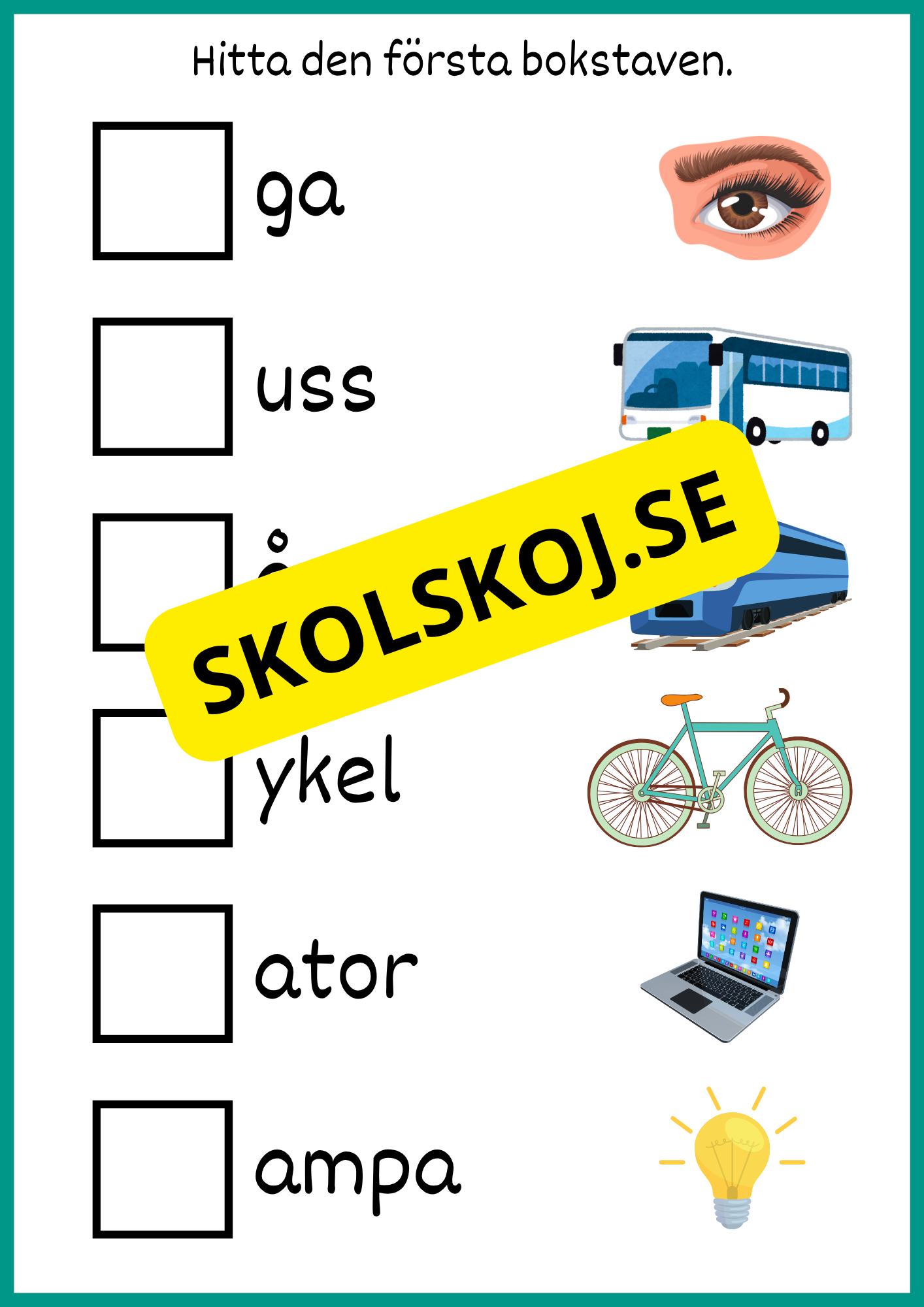 Hitta den första bokstaven