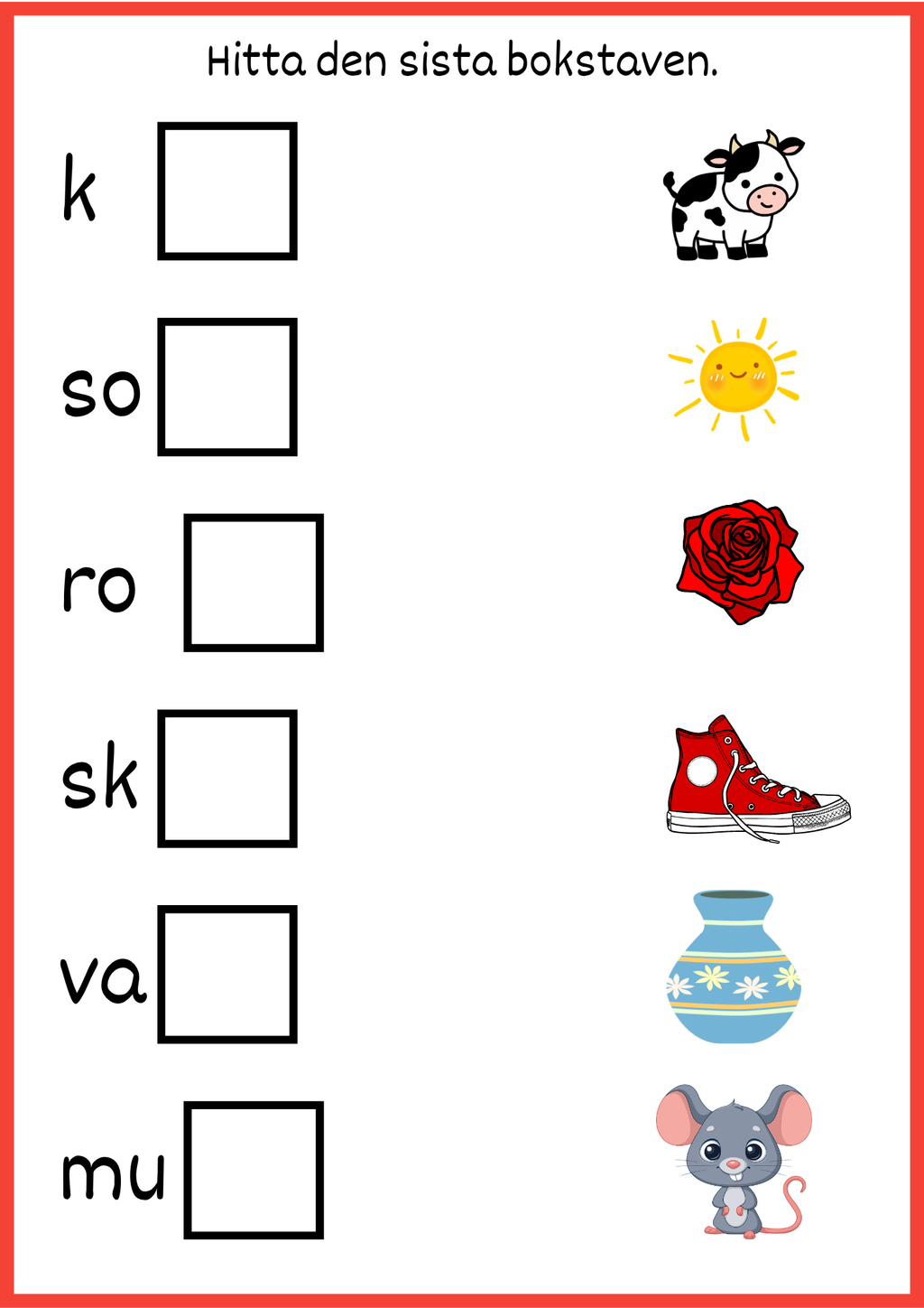 Hitta den sista bokstaven