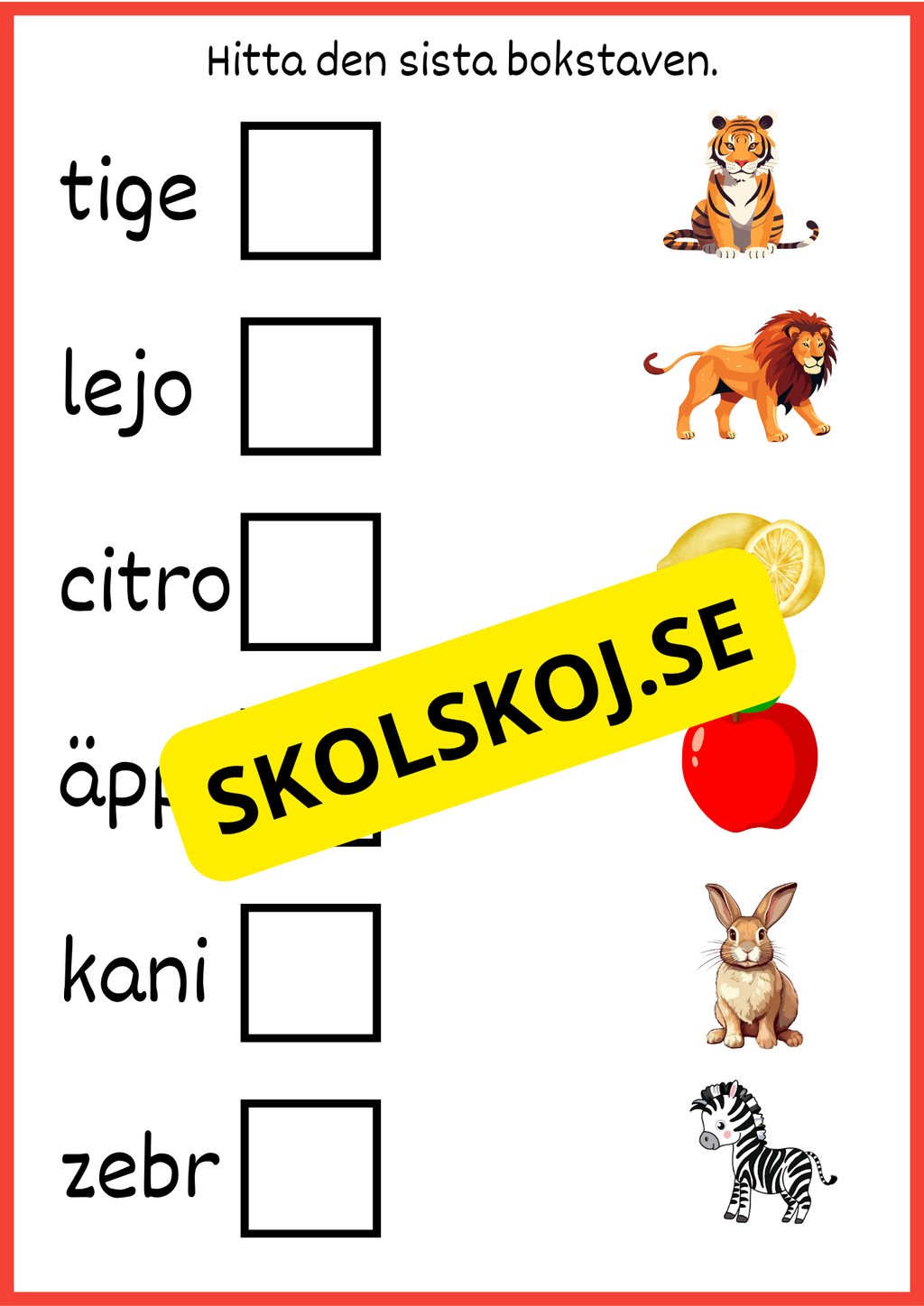 Hitta den sista bokstaven