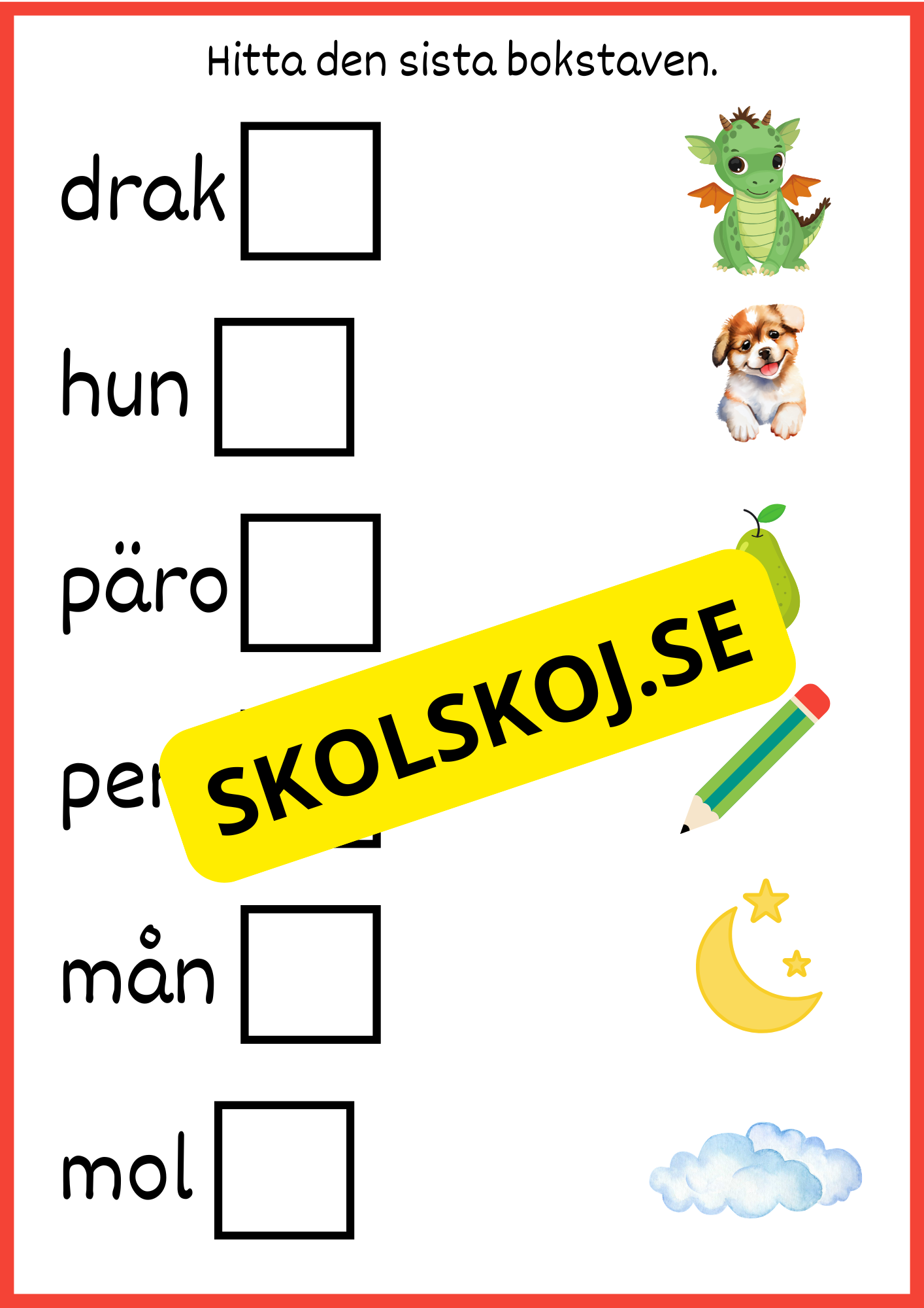 Hitta den sista bokstaven