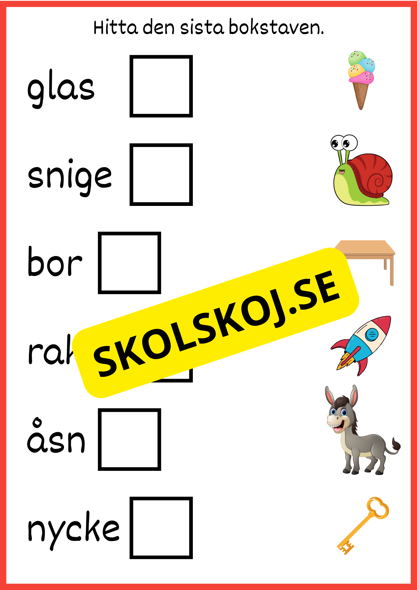 Hitta den sista bokstaven
