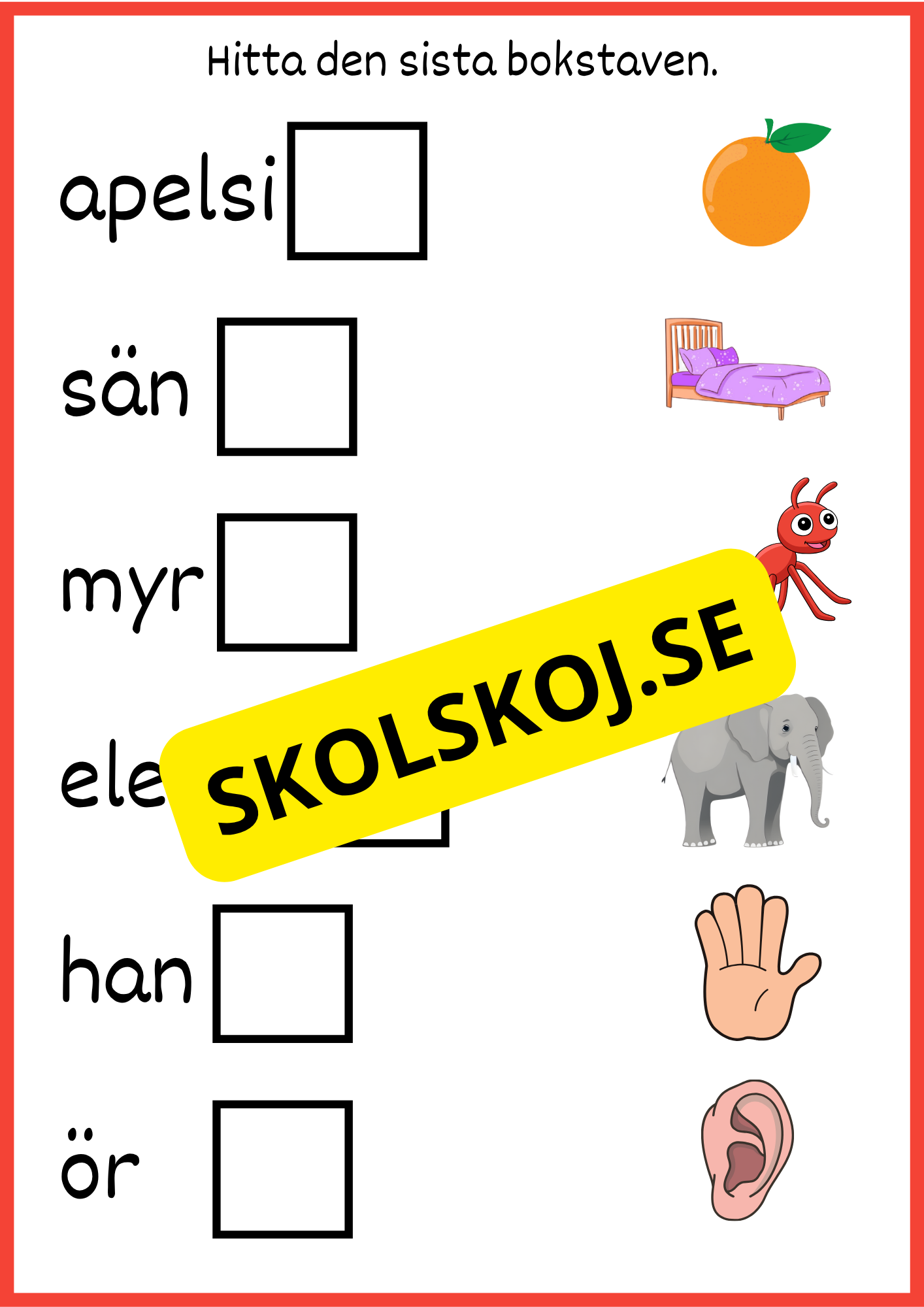 Hitta den sista bokstaven