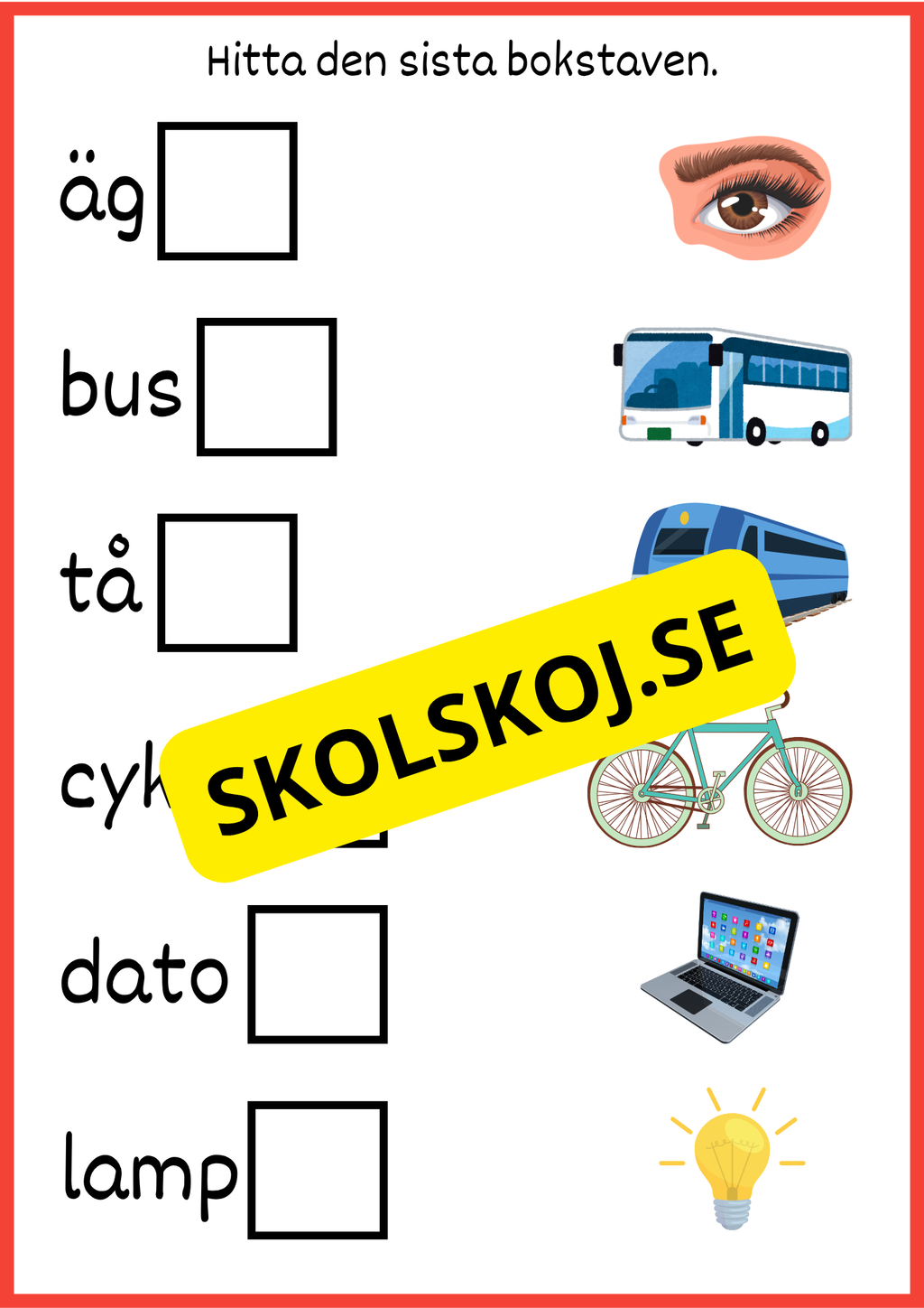 Hitta den sista bokstaven