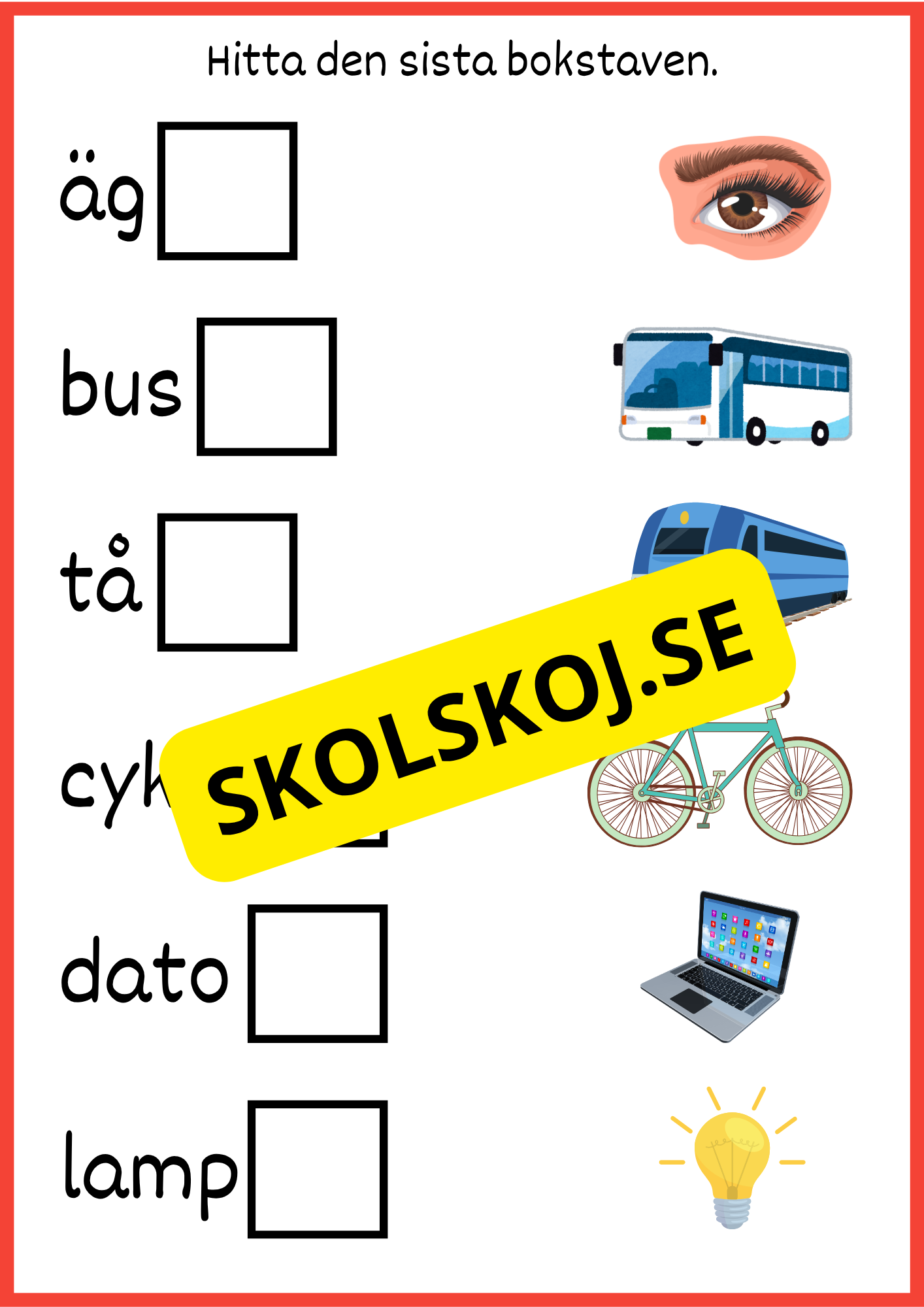 Hitta den sista bokstaven
