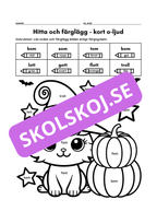 Hitta och färglägg – korta vokalljud