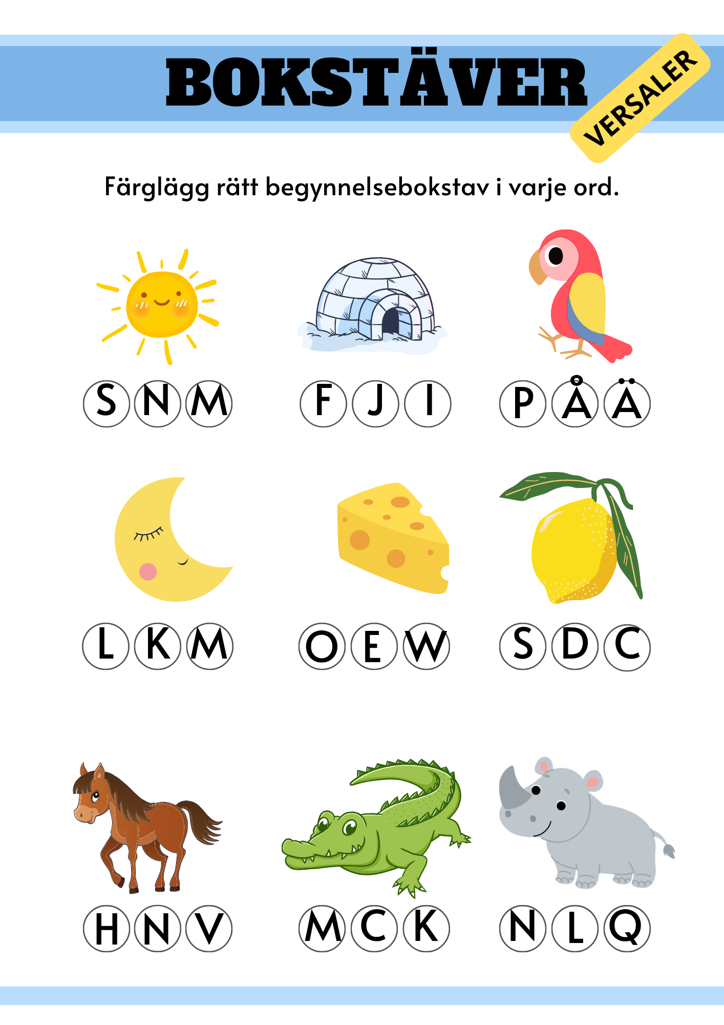 Hitta rätt begynnelsebokstav - Versaler och gemener