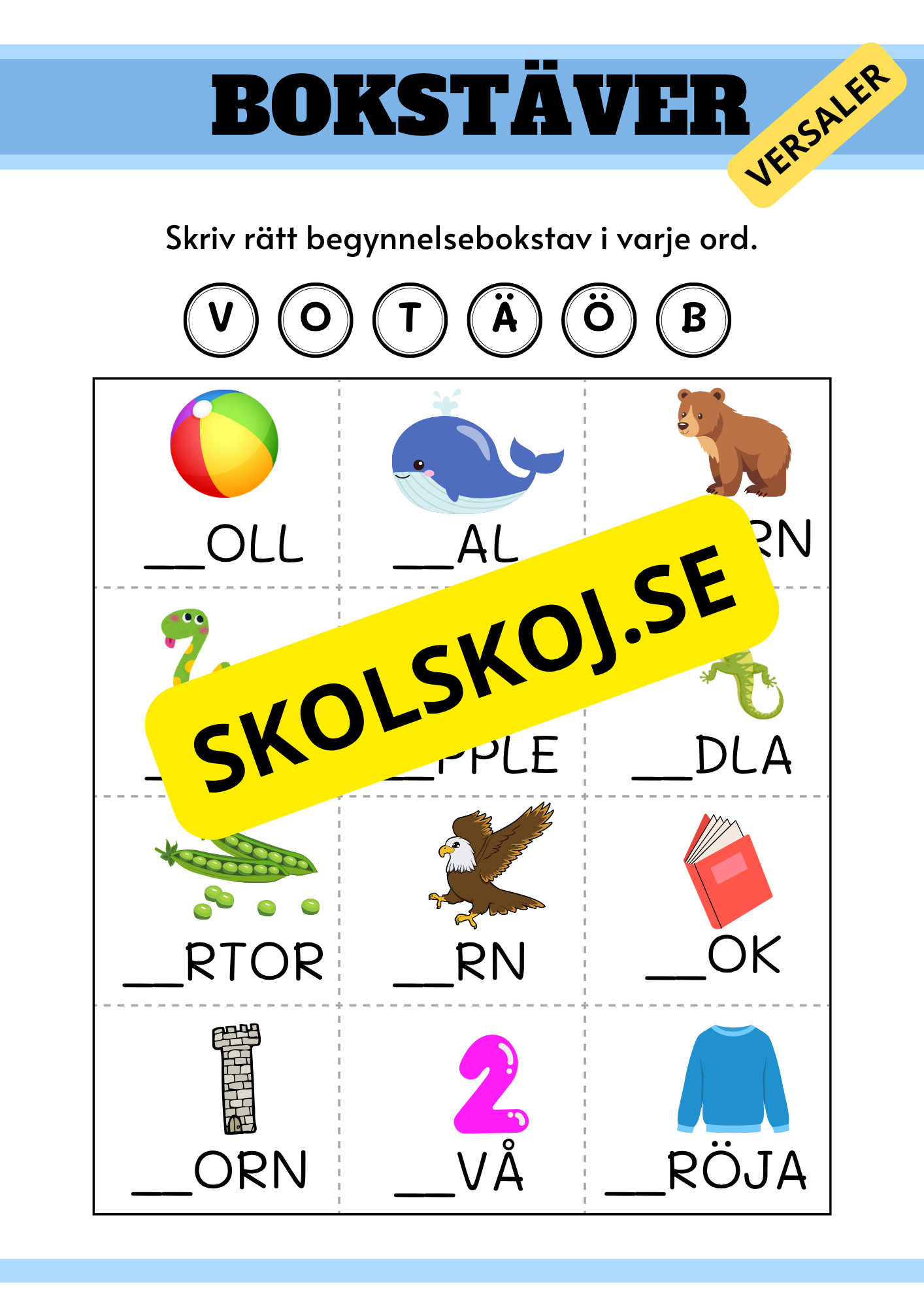 Hitta rätt begynnelsebokstav - Versaler och gemener