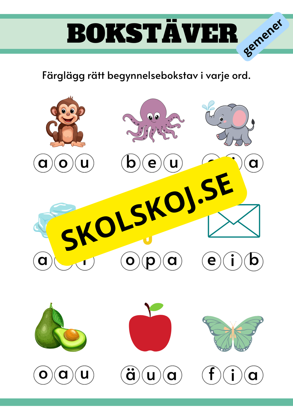 Hitta rätt begynnelsebokstav - Versaler och gemener