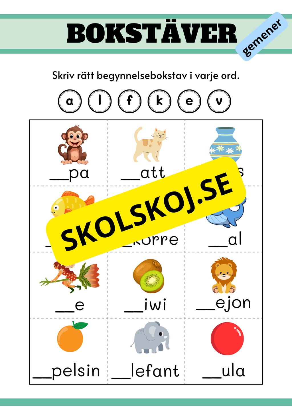 Hitta rätt begynnelsebokstav - Versaler och gemener