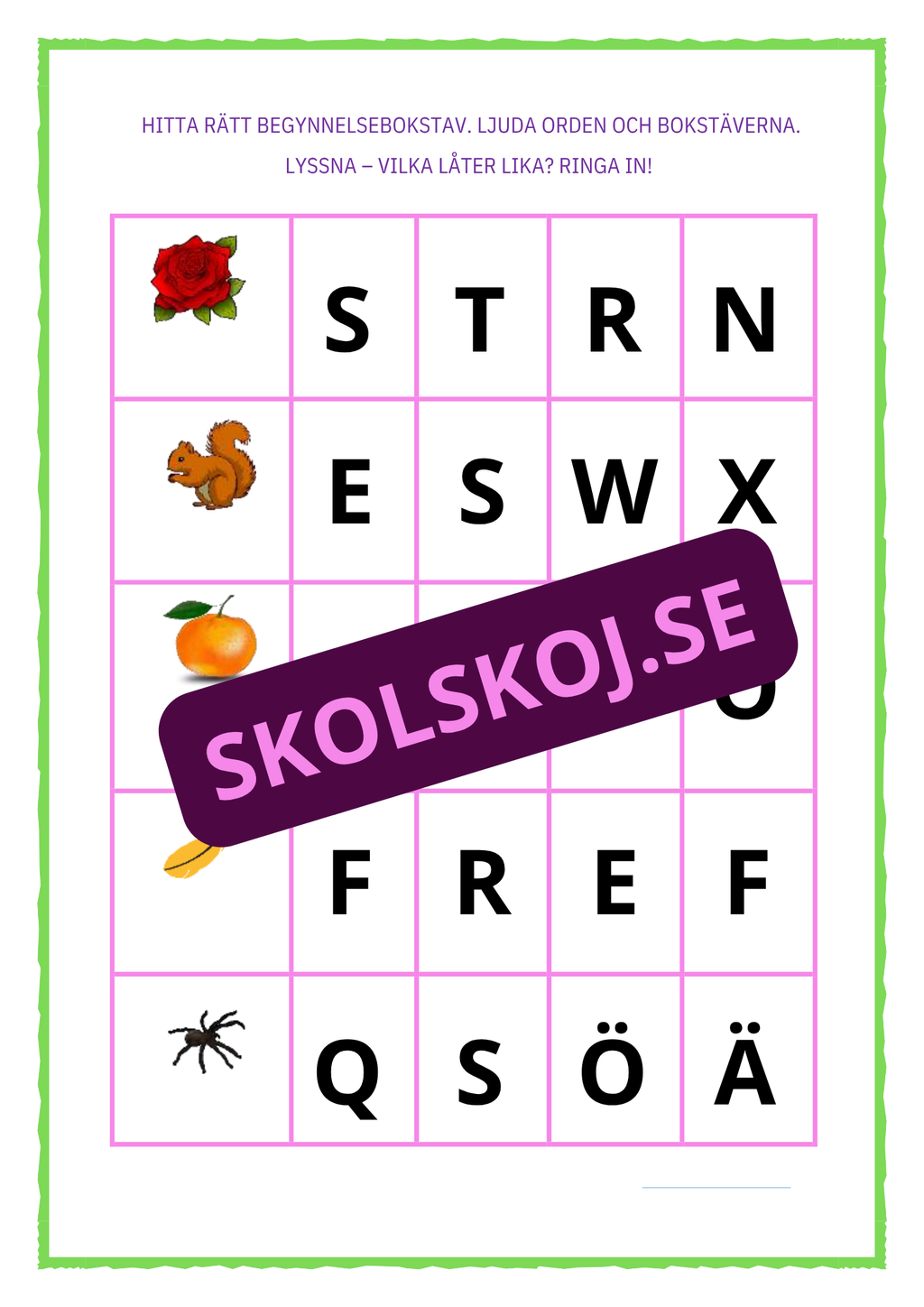 Hitta rätt begynnelsebokstav