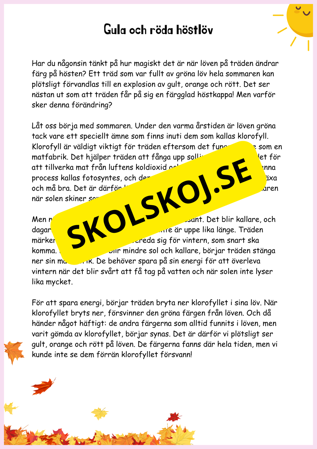 Höstens magi - Träd, löv och naturens återvinning - Årskurs 4 - 6