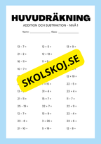 Huvudräkning addition och subtraktion