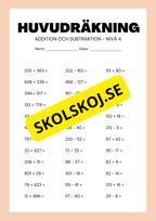 Huvudräkning addition och subtraktion