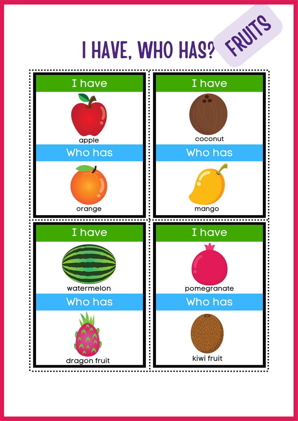 I have, who has - Fruits