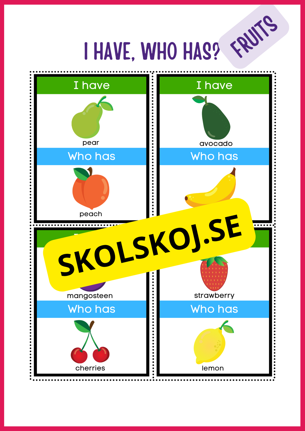 I have, who has - Fruits