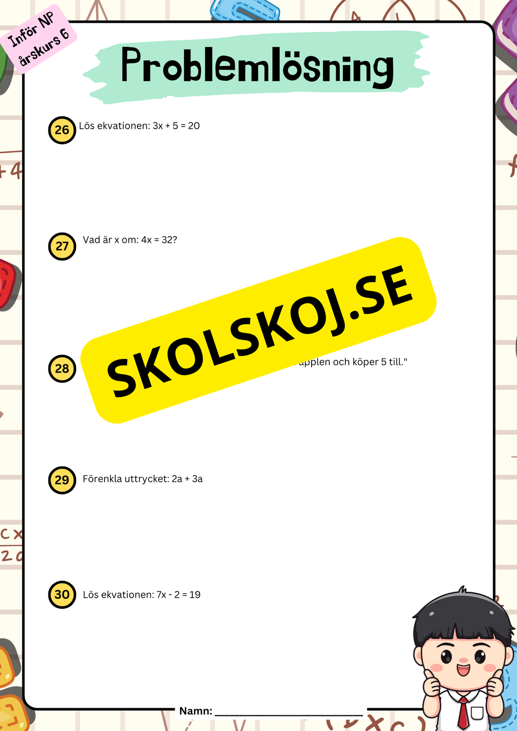 Inför NP årskurs 6 - Matematik