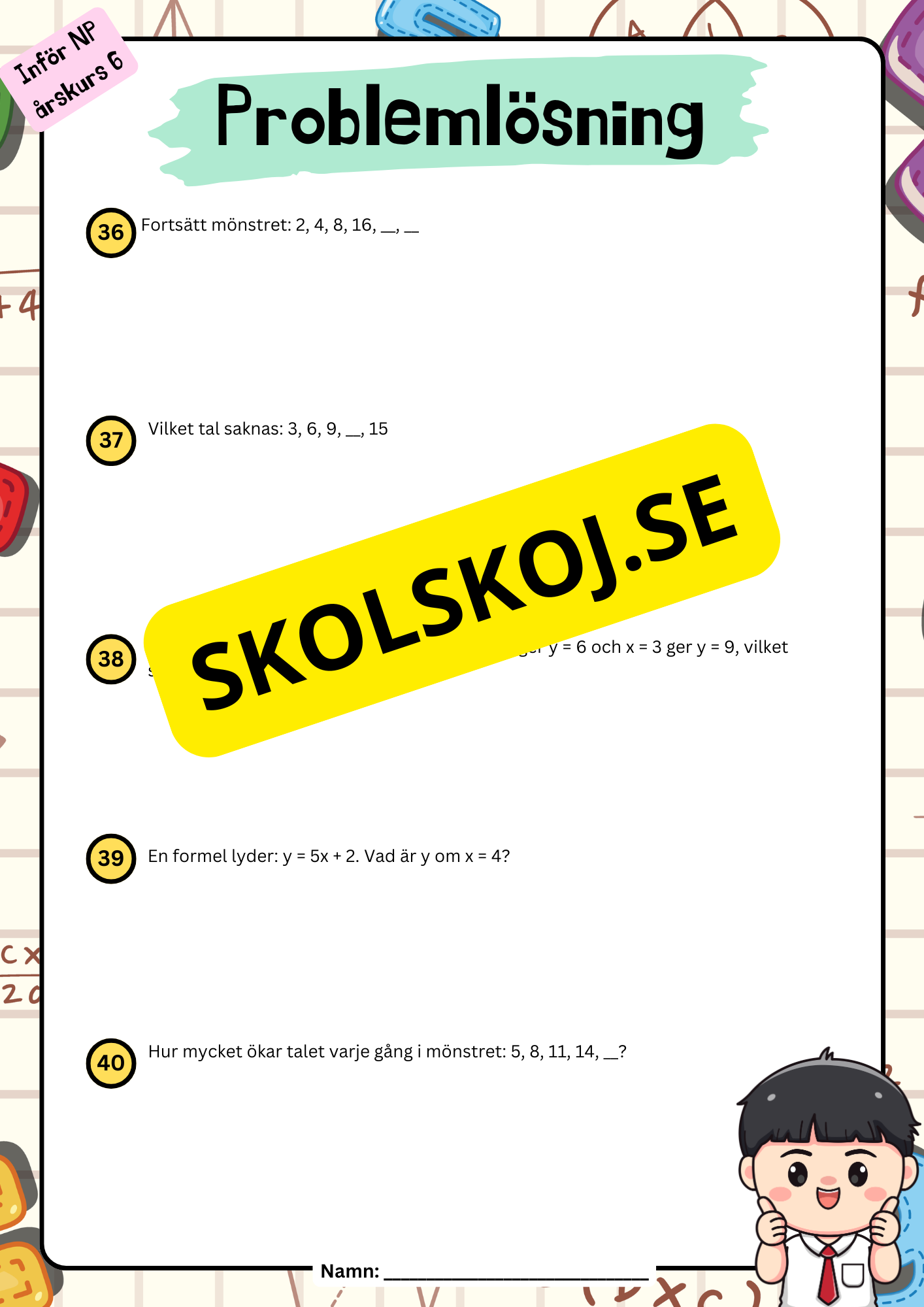 Inför NP årskurs 6 - Matematik