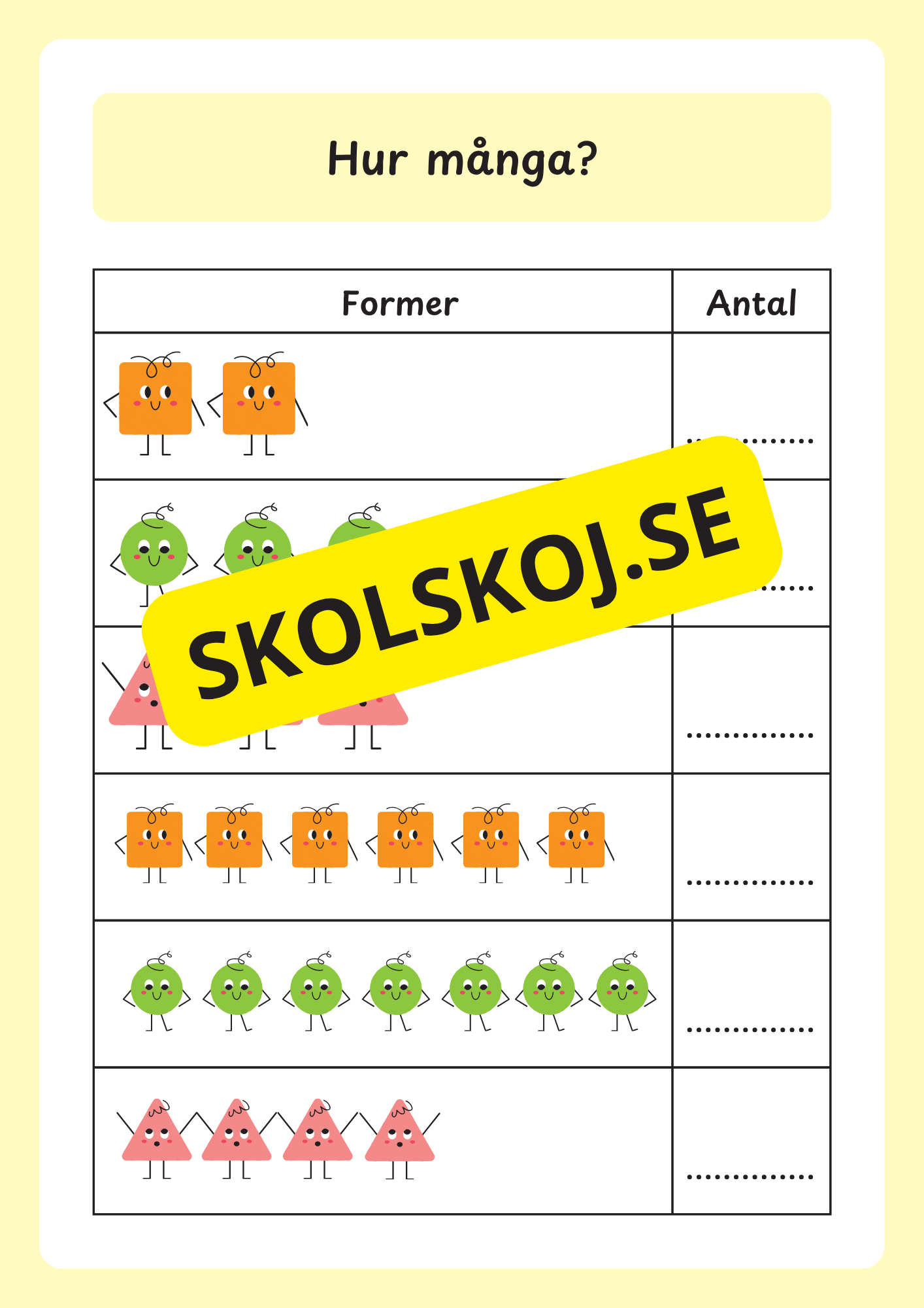 Jag lär mig former - Förskola - Årskurs 2
