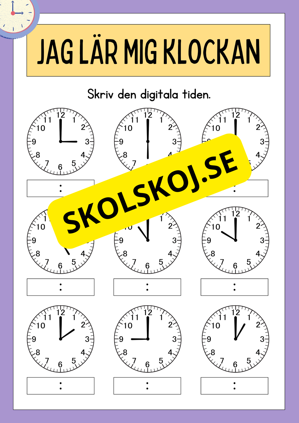Jag lär mig klockan