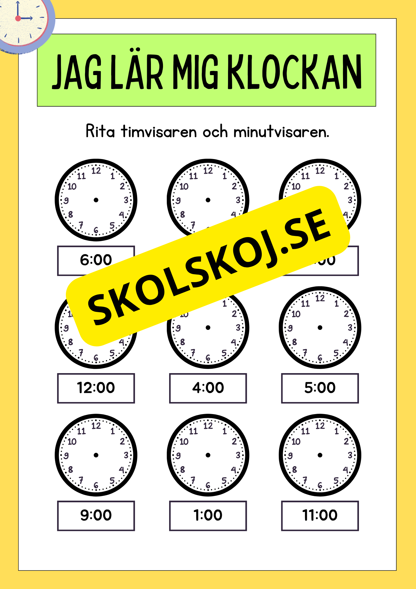 Jag lär mig klockan