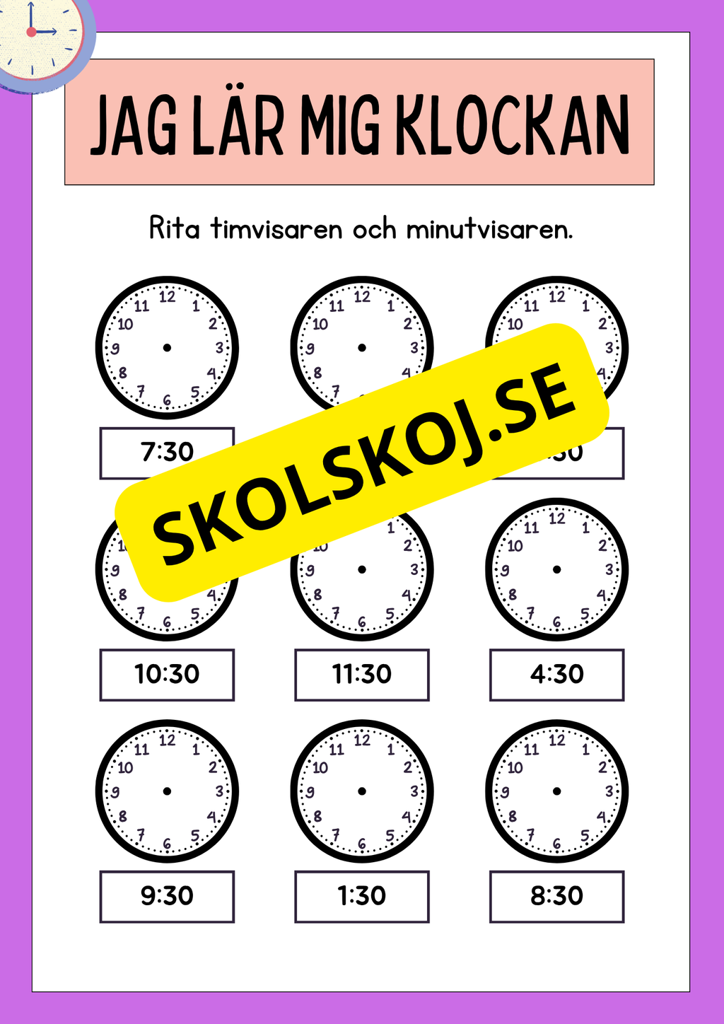 Jag lär mig klockan
