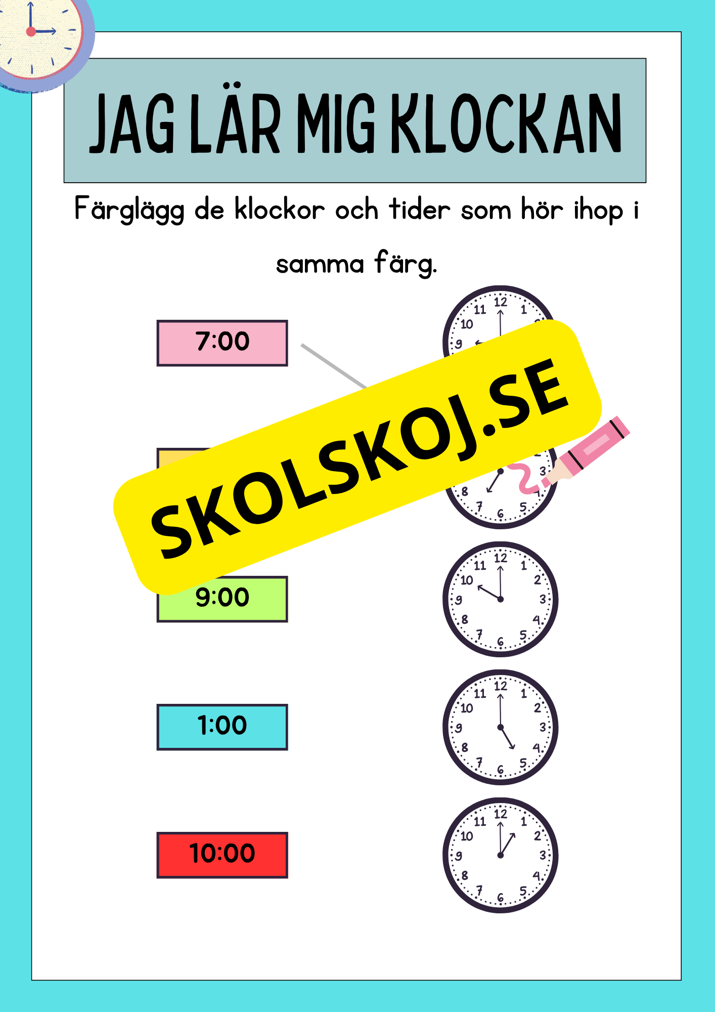 Jag lär mig klockan