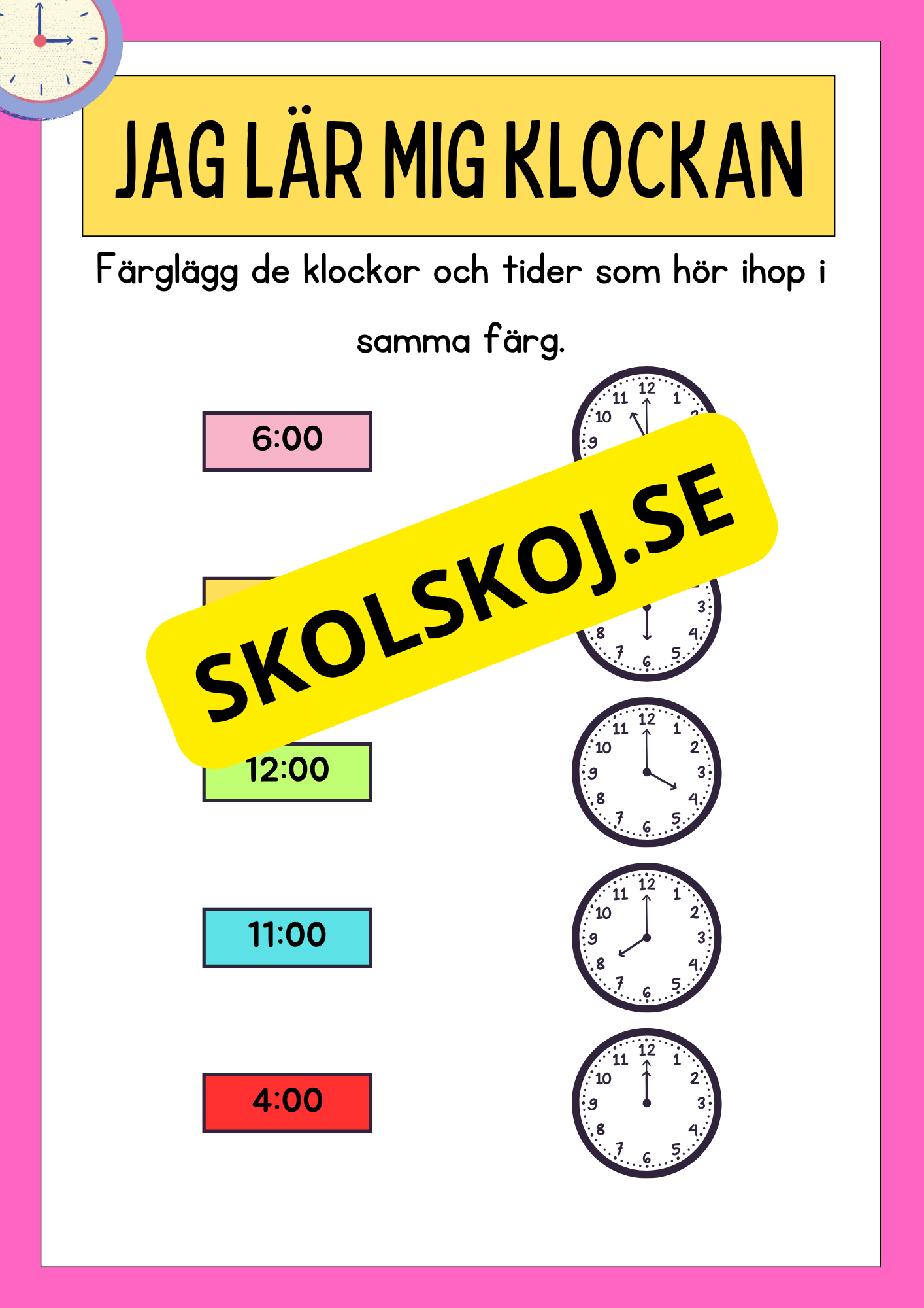 Jag lär mig klockan