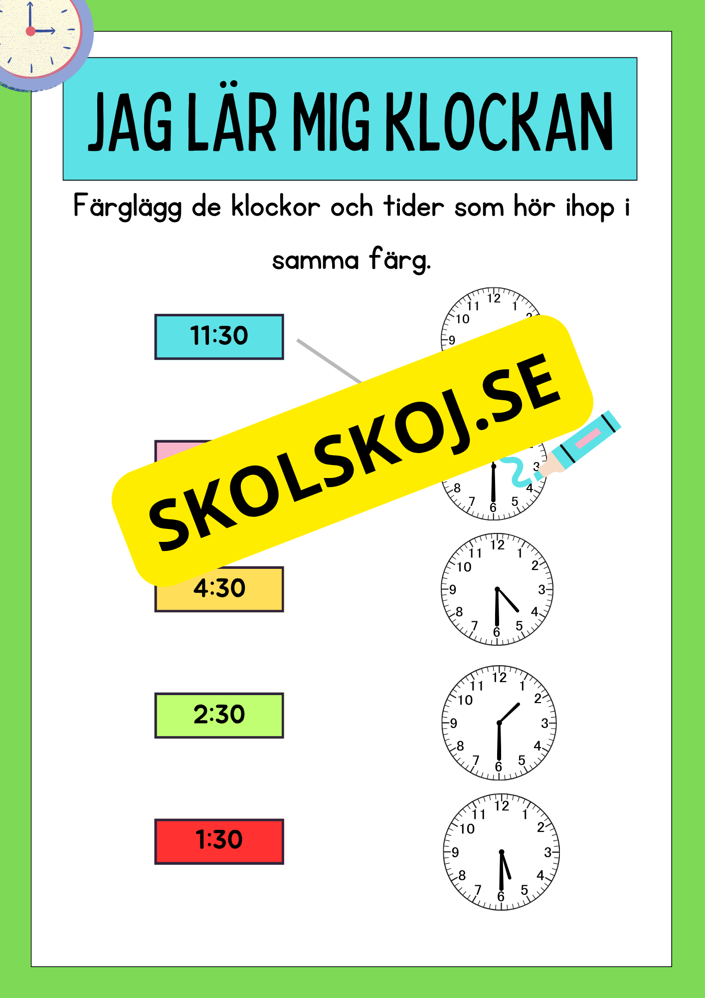 Jag lär mig klockan