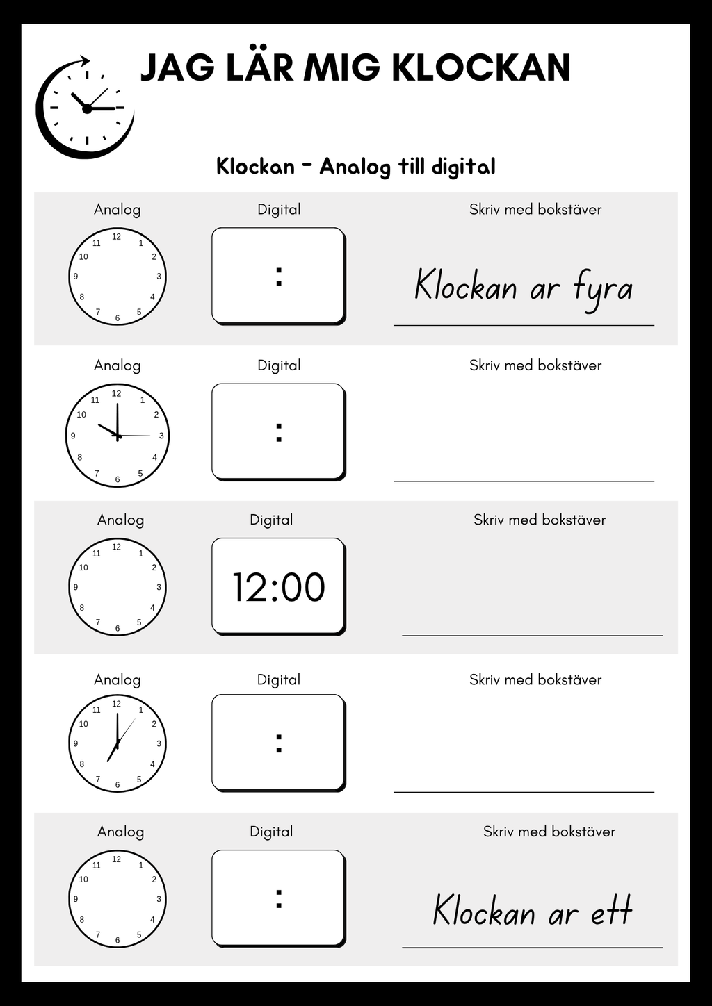 Jag lär mig klockan - Heltimme
