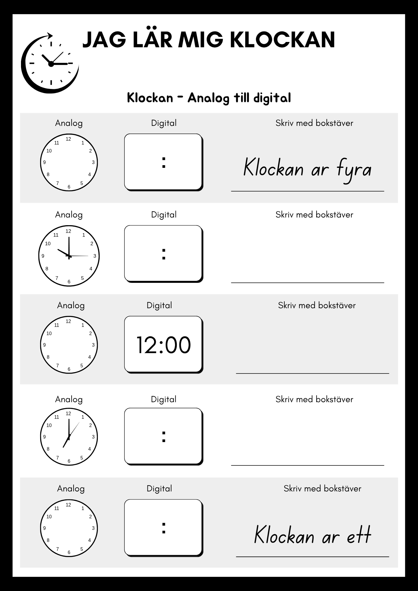 Jag lär mig klockan - Heltimme