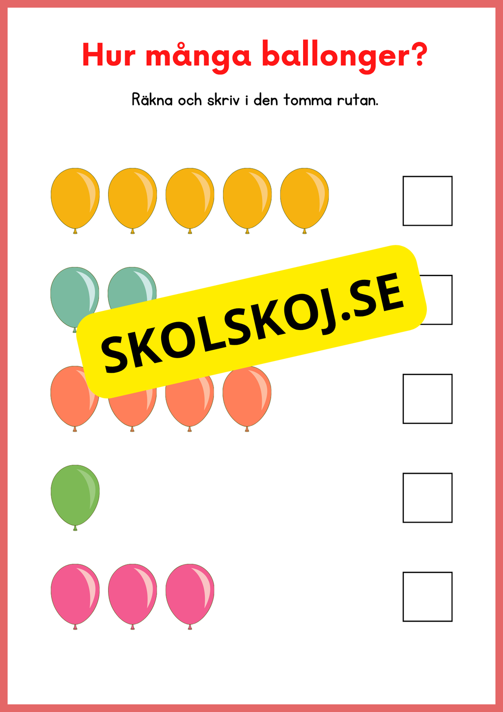 Jag lär mig räkna 0 - 10 - Förskola - Årskurs 1