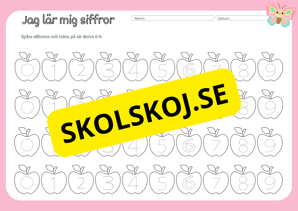 Jag lär mig siffror 0 - 10 - Häfte