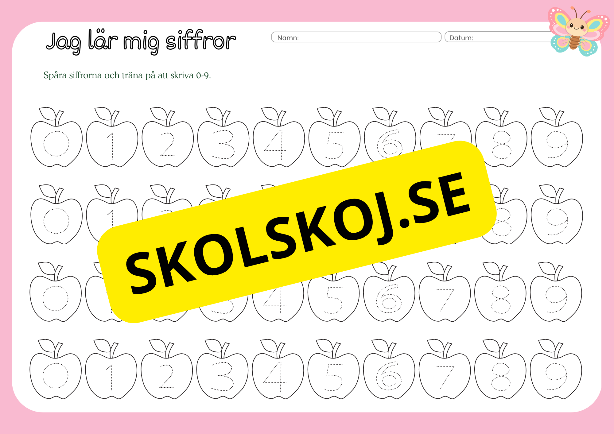 Jag lär mig siffror 0 - 10 - Häfte
