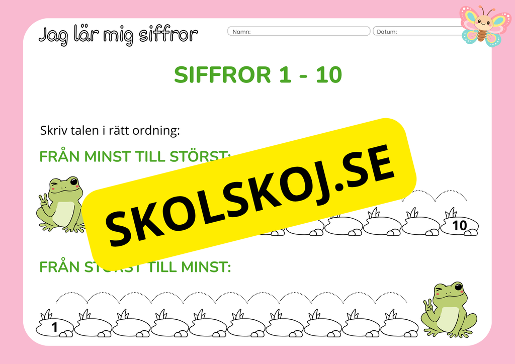 Jag lär mig siffror 0 - 10 - Häfte